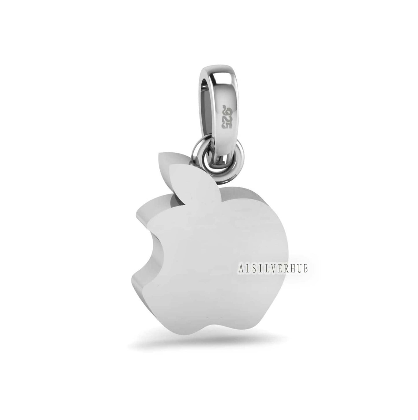 925 Sterling Silver Apple Brand Logo Blank Bezel Pendant, Good for Crushed Opal Resin & Ashes Work, Keepsake/ Breastmilk DIY Jewelry, Gifts