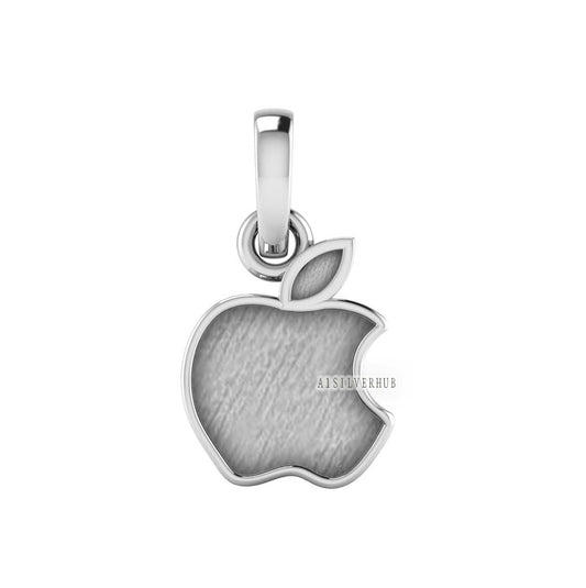 925 Sterling Silver Apple Brand Logo Blank Bezel Pendant, Good for Crushed Opal Resin & Ashes Work, Keepsake/ Breastmilk DIY Jewelry, Gifts