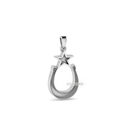 925 Sterling Silver, Horseshoe Pendant, Star Blank Bezel Setting For Pour Resin, Breastmilk Keepsake, Horseshoe DIY, Good for Resin & Ashes