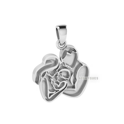 925 Sterling Silver Happy Family Blank Bezel Pendant Setting, For Pour Resin, Breastmilk DIY Crafts, Keepsake Jewelry, Memorial Jewellery