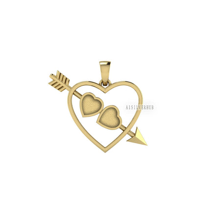 925 Sterling Silver, Cupid Arrow Heart 5x5mm Blank Bezel Pendant Setting, Good for Pour Crushed Opal, Resin & Ashes, Keepsake/Breastmilk DIY