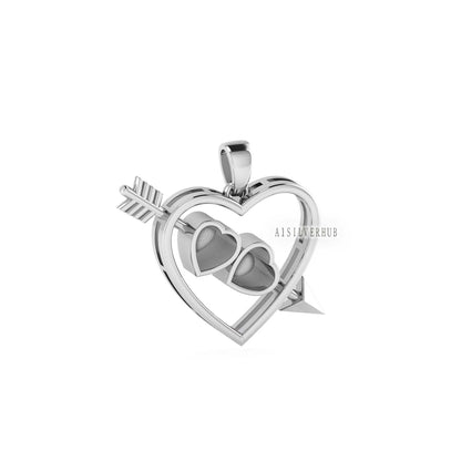 925 Sterling Silver, Cupid Arrow Heart 5x5mm Blank Bezel Pendant Setting, Good for Pour Crushed Opal, Resin & Ashes, Keepsake/Breastmilk DIY