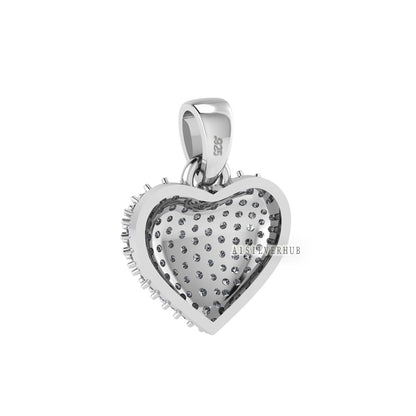 Puffy Heart Shape Pendant with Zircon Setted, 925 Sterling Silver Pendant, Pave Setting CZ, Memorial Everyday Jewelry, Gift For Loved Ones