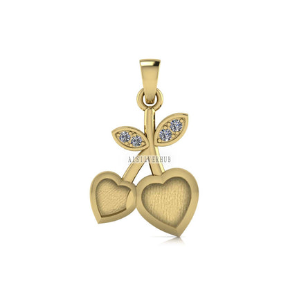 Cherry Heart Shape Blank Bezel Pendant, 925 Sterling Silver, Good for Resin & Ashes Work, Keepsake/Breast Milk DIY, Memorial Crafts Locket