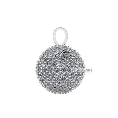 Round Ball Shape Pendant with Fully Zircon Setted, 925 Sterling Silver Pendant, Pave Setting CZ, Party Wear Jewelry, Gifts For Loved Ones