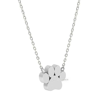 925 Sterling Solid Silver 10mm Dog Paw Blank Bezel Pendant Necklace Chain, Good for Resin & Ashes Work, Keepsake/Breastmilk DIY, 16''+2''
