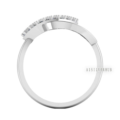 925 Sterling Silver Blank Bezel Double Leaf CZ Setted Adjustable Ring, Good For Pour Resin Work, Keepsake/Breastmilk DIY, Memorial Jewelry