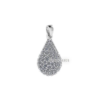 Tear Drop Shape Pendant with Fully Zircon Setted, 925 Sterling Silver Pendant, Pave Setting CZ, Party Wear Jewelry, Gifts For Loved Ones