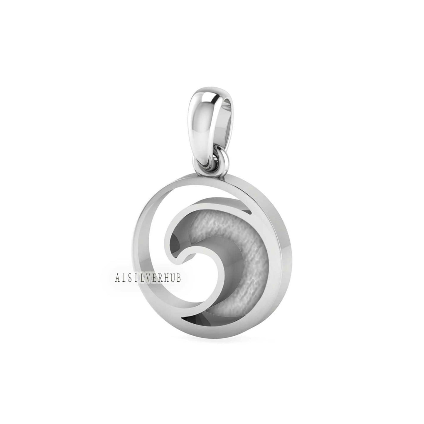 925 Sterling Silver Beach-Ocean-Sea Wave Blank Pendant, Good for Crushed Opal Resin & Ashes Work Keepsake Greek, Bijoux, Seestern Anhänger