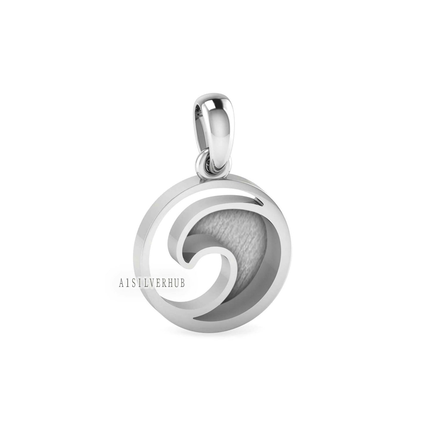 925 Sterling Silver Beach-Ocean-Sea Wave Blank Pendant, Good for Crushed Opal Resin & Ashes Work Keepsake Greek, Bijoux, Seestern Anhänger