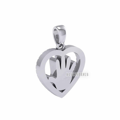 Heart with Zircon Setted Baby Palm Blank Bezel Pendant Settings, 925 Sterling Silver, Good for Resin Work, Breastmilk/Keepsake DIY, Locket