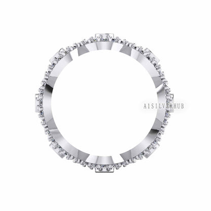 925 Sterling Solid Silver Evil Eye Style 2mm Round Blank Bezel with CZ Setted Ring, Good for Resin & Ashes Work, Keepsake Ring - Size 7 US