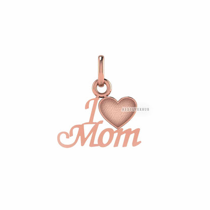 I Love Mom Memorial Pendant, 925 Sterling Solid Silver Heart Blank Bezel Good for Resin & Ashes Work, DIY Crafts Breastmilk/Keepsake Pendant