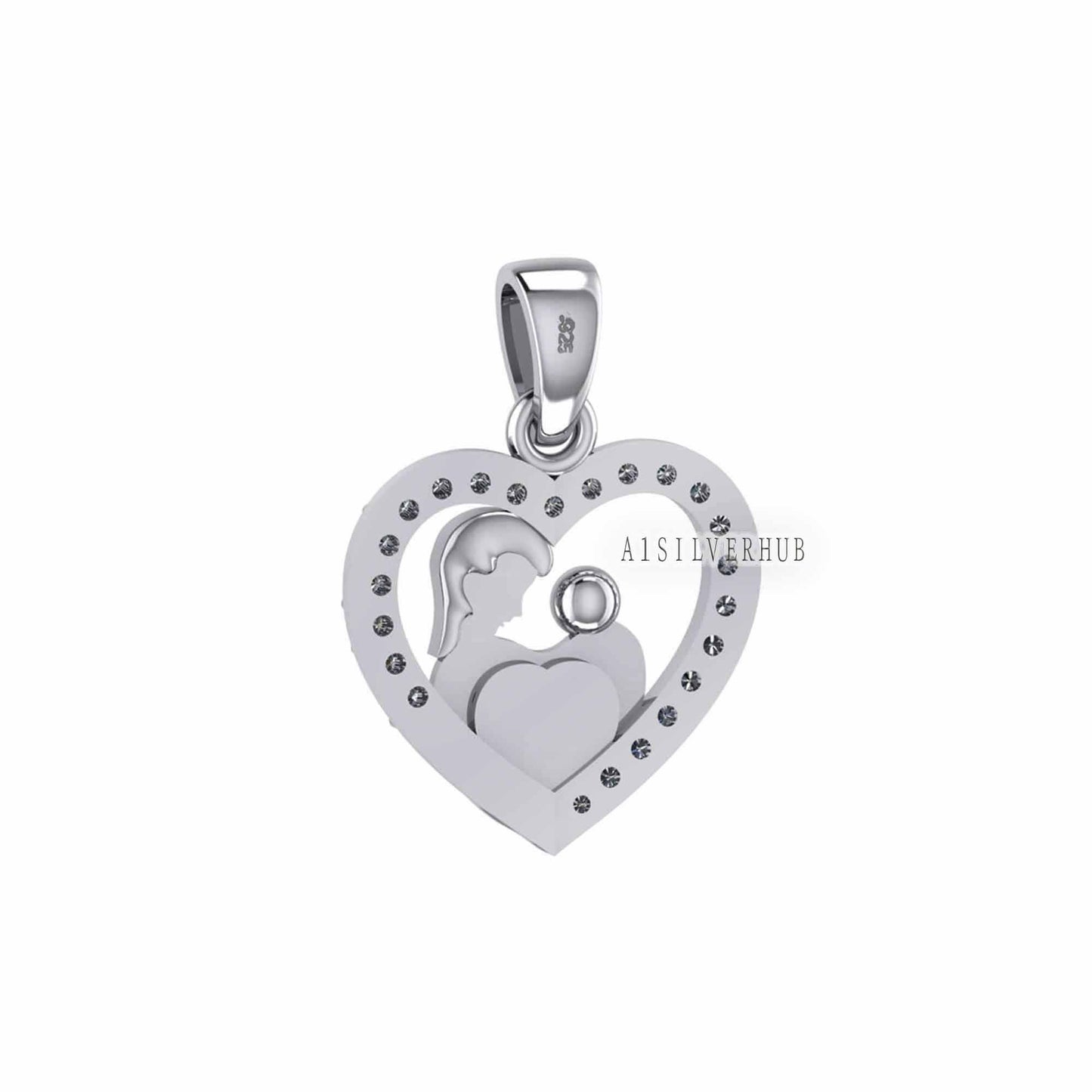 925 Sterling Silver Mother & Baby Heart 4mm Blank Bezel Pendant Setting, For Pour Resin, Breastmilk DIY, Keepsake Jewelry, Memorial Jewelry