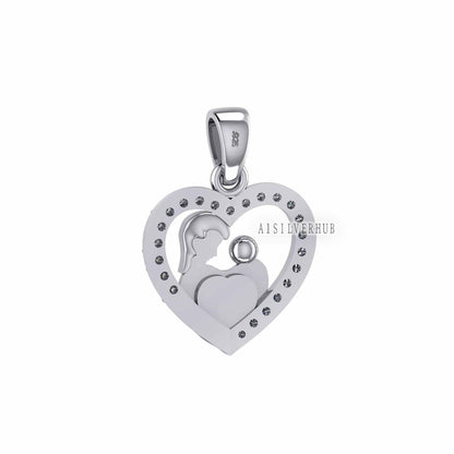 925 Sterling Silver Mother & Baby Heart 4mm Blank Bezel Pendant Setting, For Pour Resin, Breastmilk DIY, Keepsake Jewelry, Memorial Jewelry