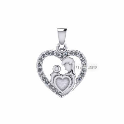 925 Sterling Silver Mother & Baby Heart 4mm Blank Bezel Pendant Setting, For Pour Resin, Breastmilk DIY, Keepsake Jewelry, Memorial Jewelry