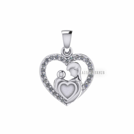 925 Sterling Silver Mother & Baby Heart 4mm Blank Bezel Pendant Setting, For Pour Resin, Breastmilk DIY, Keepsake Jewelry, Memorial Jewelry