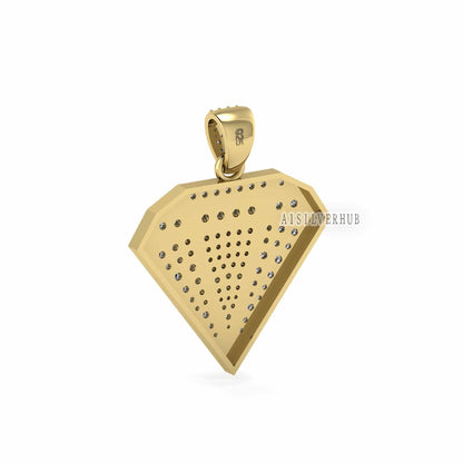 Diamond Shape Pendant with Micro Pave CZ Setted, 925 Sterling Silver Pendant, Memorial Everyday Jewelry, DIY Crafts, Gifts For Loved Ones