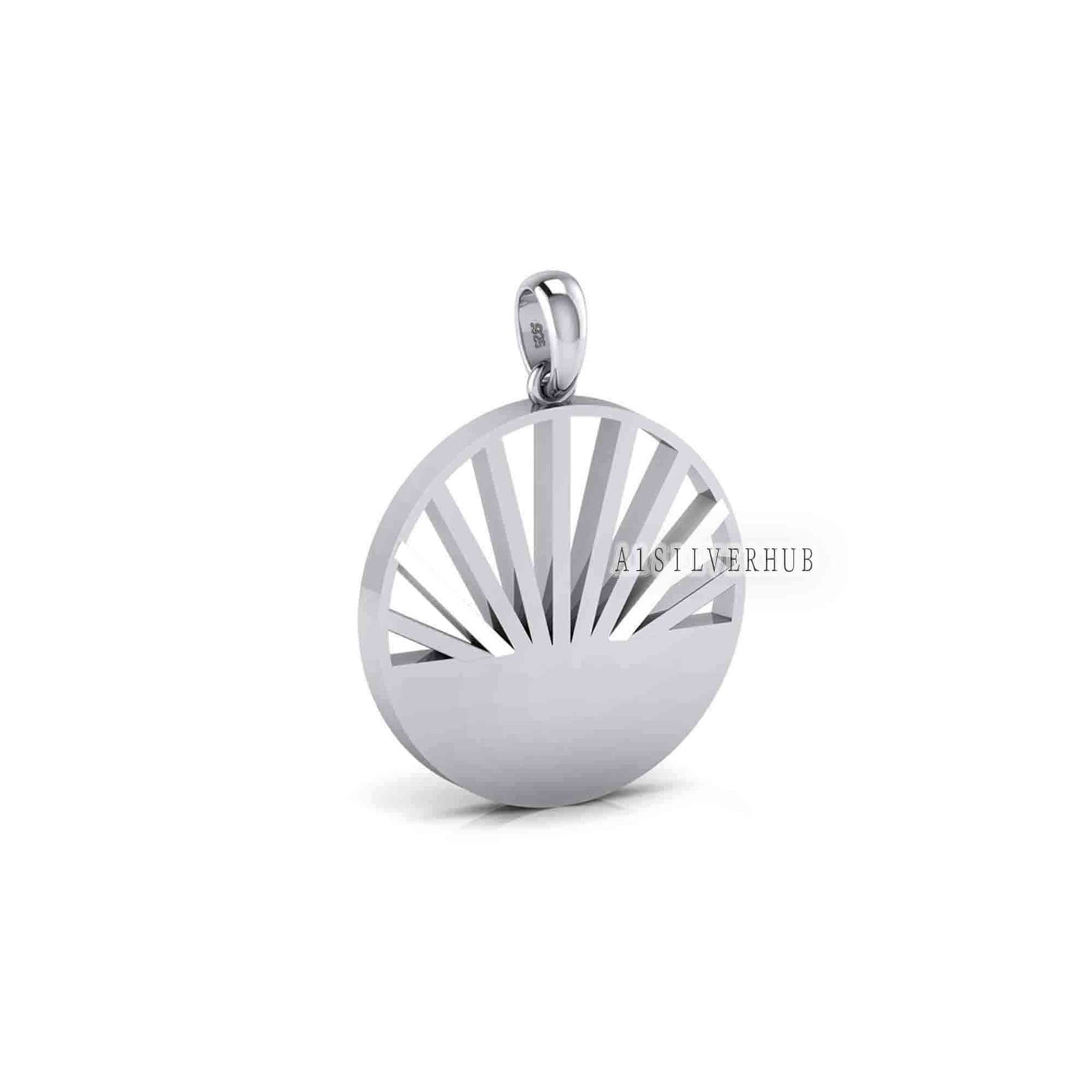 925 Sterling Solid Silver Ocean Sunrise Blank Bezel Pendant, Good for Resin & Ashes Work, Keepsake Memorial Jewelry, Breast Milk DIY Crafts