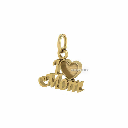 I Love Mom Memorial Pendant, 925 Sterling Solid Silver Heart Blank Bezel Good for Resin & Ashes Work, DIY Crafts Breastmilk/Keepsake Pendant