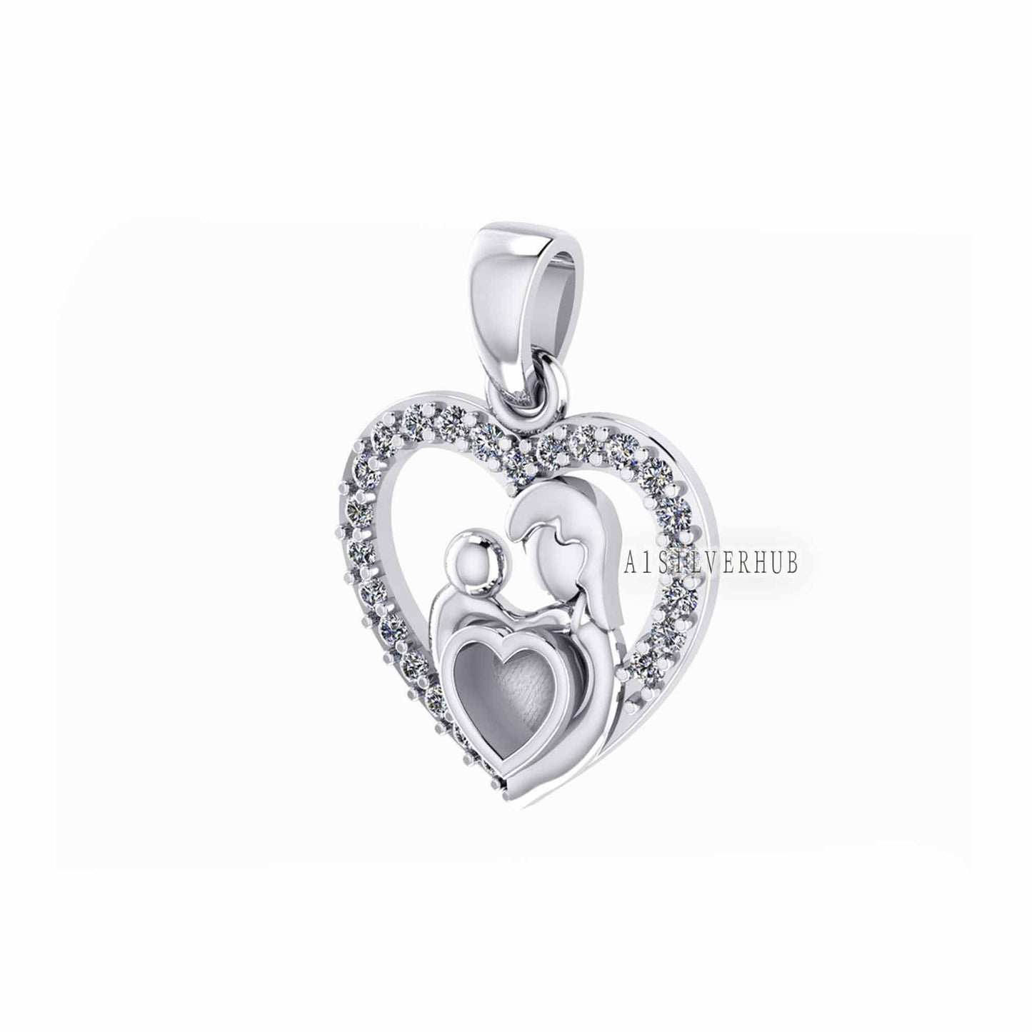 925 Sterling Silver Mother & Baby Heart 4mm Blank Bezel Pendant Setting, For Pour Resin, Breastmilk DIY, Keepsake Jewelry, Memorial Jewelry