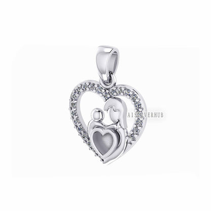 925 Sterling Silver Mother & Baby Heart 4mm Blank Bezel Pendant Setting, For Pour Resin, Breastmilk DIY, Keepsake Jewelry, Memorial Jewelry