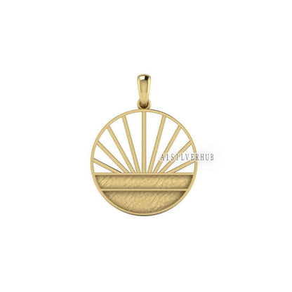 925 Sterling Solid Silver Ocean Sunrise Blank Bezel Pendant, Good for Resin & Ashes Work, Keepsake Memorial Jewelry, Breast Milk DIY Crafts