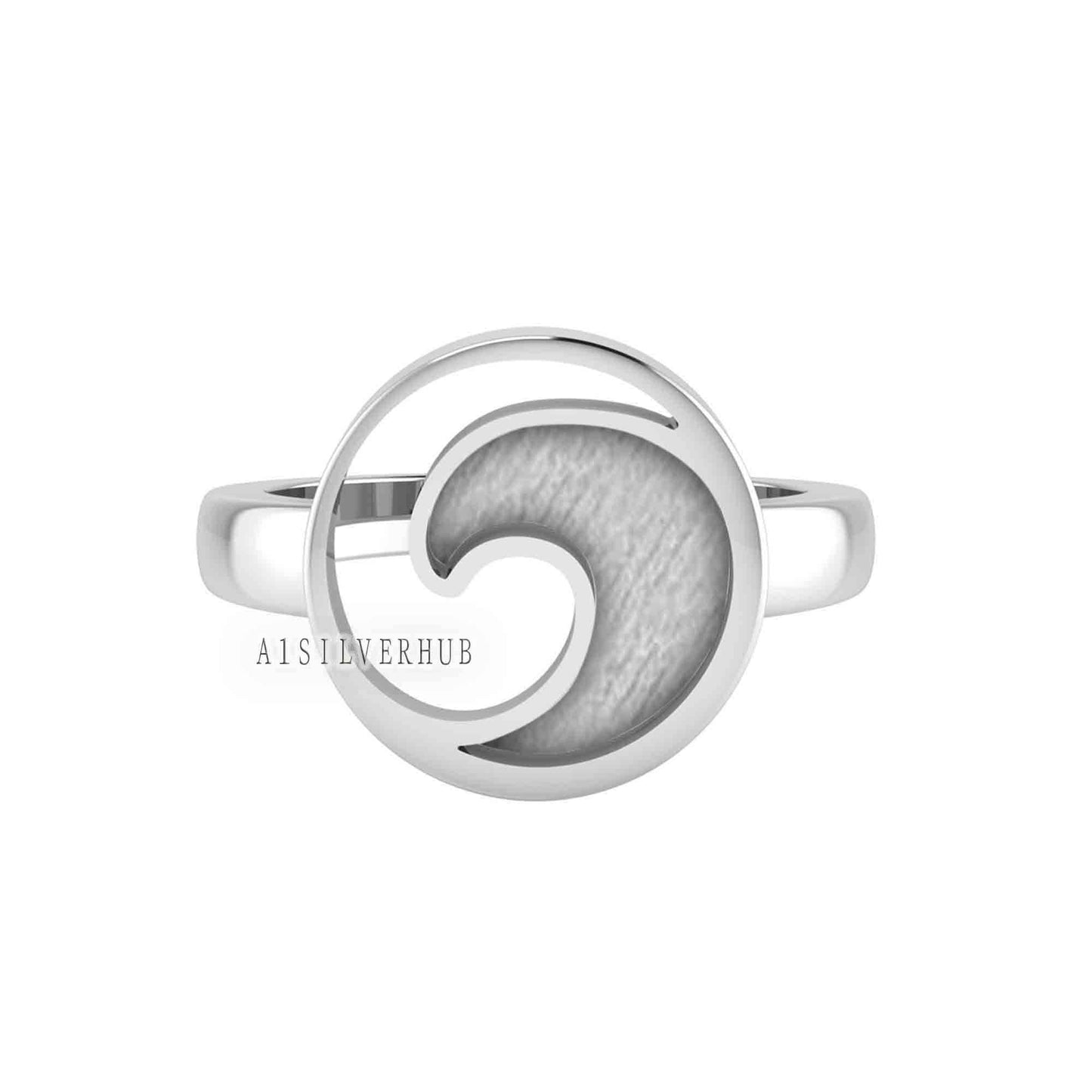 925 Sterling Silver Ocean Wave Blank Channel Round Ring, Good for Resin & Ashes Work, Keepsake Crafts Memorial, Breastmilk DIY, Sea Jewelry