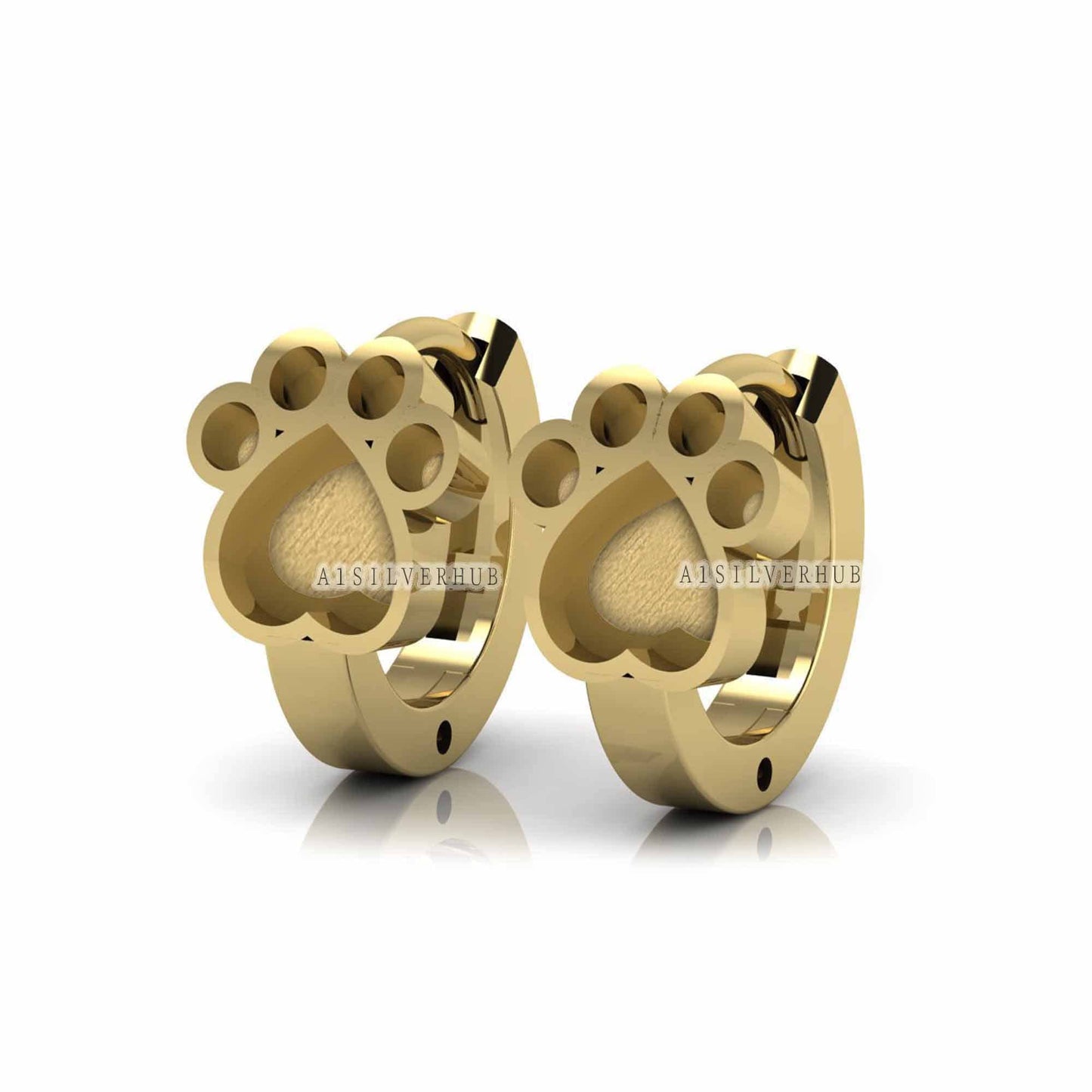 925 Sterling Silver Dog Paw Blank Bezel Hoop Earrings, Good for Resin & Ashes Work, Keepsake/Breastmilk DIY, Memorial, Huggies Gifts For Her