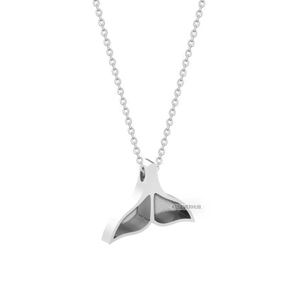 925 Sterling Silver Whale Tail Blank Bezel Pendant Necklace,Good for Resin & Ashes Work, Mermaid Tail Keepsake/Breastmilk DIY 16''+2'' Chain