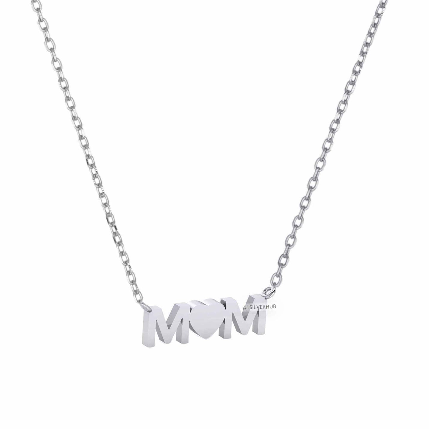 925 Sterling Silver Heart Blank Bezel MOM Pendant Necklace,Good for Resin & Ashes, Keepsake/Breastmilk DIY 16''+2'' Chain, Mother's Day Gift