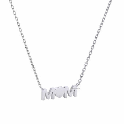 925 Sterling Silver Heart Blank Bezel MOM Pendant Necklace,Good for Resin & Ashes, Keepsake/Breastmilk DIY 16''+2'' Chain, Mother's Day Gift