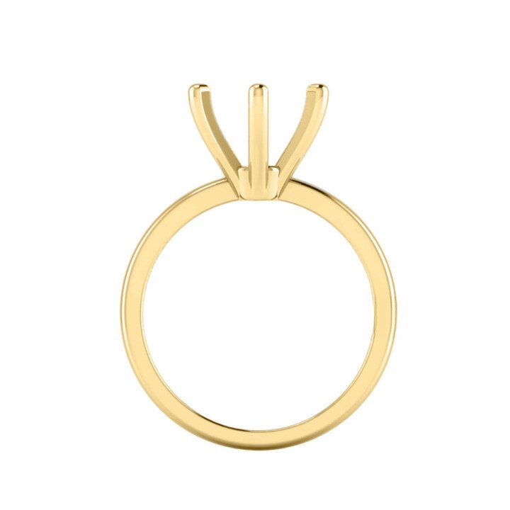 14k 18k Solid Gold Round 5-10mm Pre Notched Blank V Prong Ring, Good for Diamond & Gemstone Setting DIY Work, Engagement Ring, Gift For Her