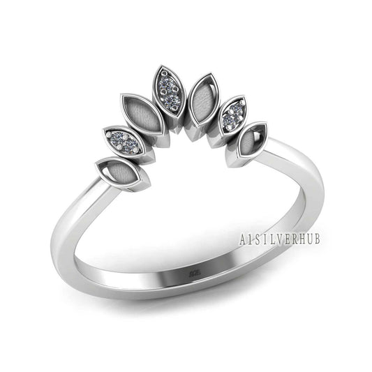 925 Sterling Solid Silver Marquise Blank Bezel with Round CZ Setted Ring, Good for Resin & Ashes Work, Keepsake/Breastmilk DIY Craft Jewelry