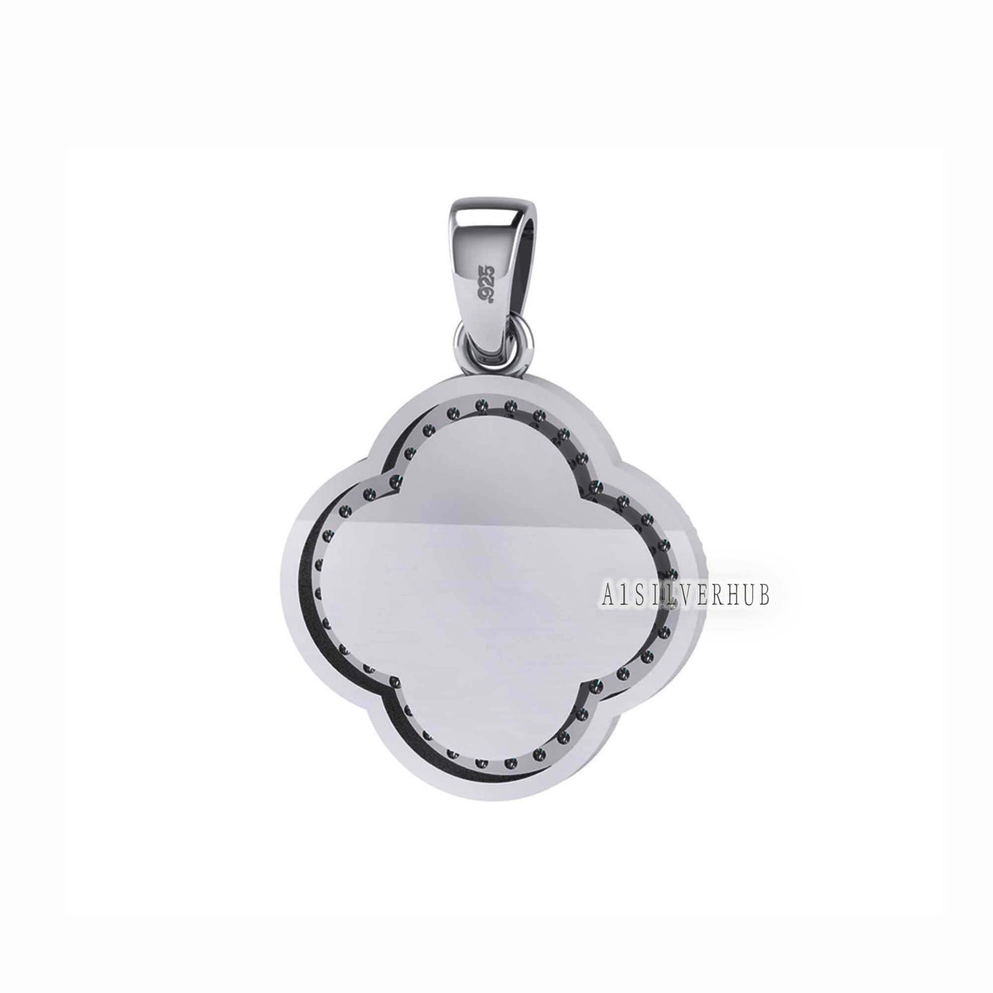 Clover Shape 11.50mm Blank Bezel with CZ Setted, 925 Sterling Silver Pendant, Good for Resin & Ashes Work, Keepsake/Breastmilk, DIY Crafts