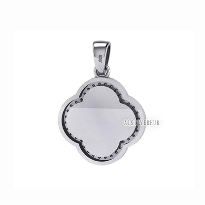 Clover Shape 11.50mm Blank Bezel with CZ Setted, 925 Sterling Silver Pendant, Good for Resin & Ashes Work, Keepsake/Breastmilk, DIY Crafts