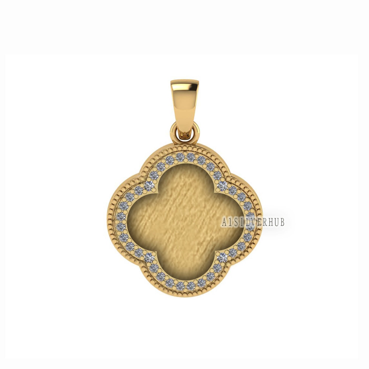 Clover Shape 11.50mm Blank Bezel with CZ Setted, 925 Sterling Silver Pendant, Good for Resin & Ashes Work, Keepsake/Breastmilk, DIY Crafts