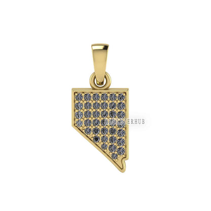 Nevada State Pendant with Zircon Setted, 925 Sterling Silver Pendant, Pave Setting CZ, Memorial Everyday Locket Jewelry, Gift For Loved Ones