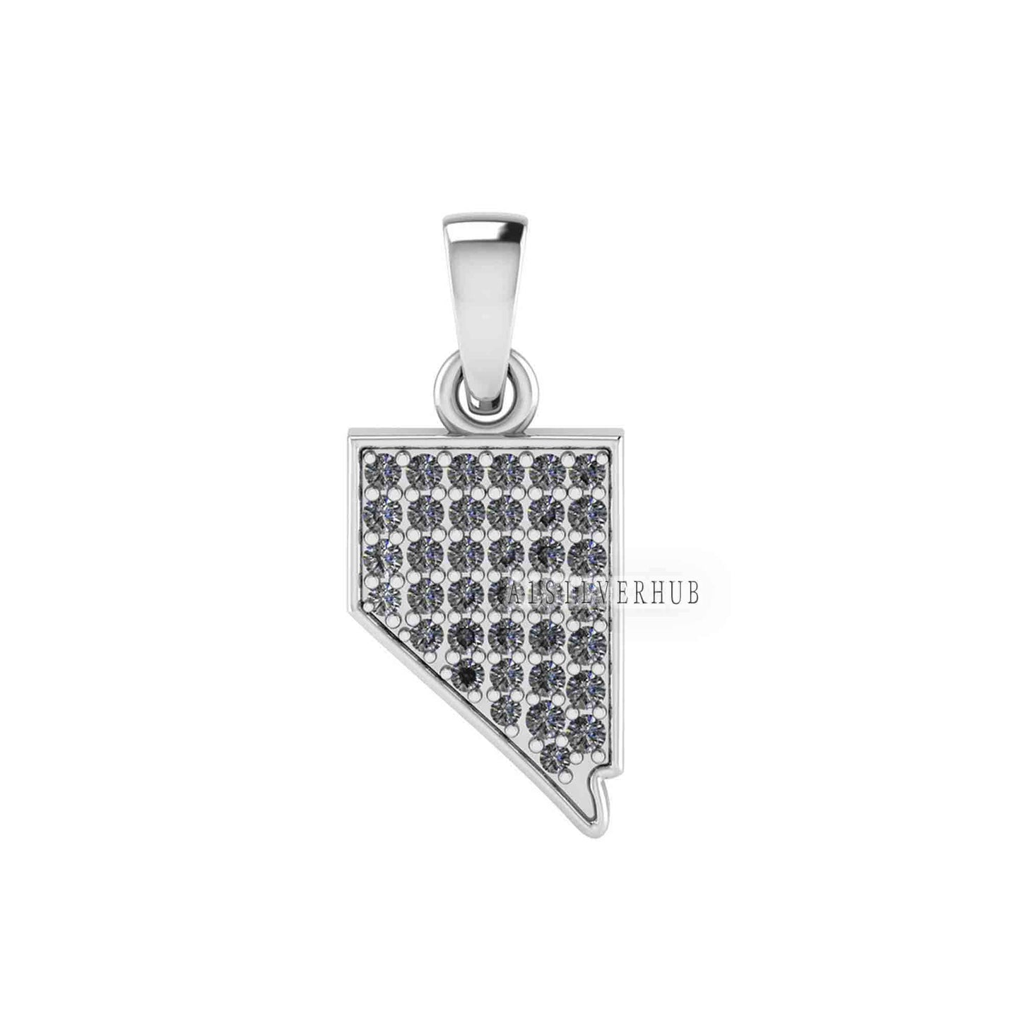 Nevada State Pendant with Zircon Setted, 925 Sterling Silver Pendant, Pave Setting CZ, Memorial Everyday Locket Jewelry, Gift For Loved Ones
