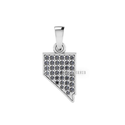 Nevada State Pendant with Zircon Setted, 925 Sterling Silver Pendant, Pave Setting CZ, Memorial Everyday Locket Jewelry, Gift For Loved Ones