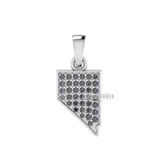 Nevada State Pendant with Zircon Setted, 925 Sterling Silver Pendant, Pave Setting CZ, Memorial Everyday Locket Jewelry, Gift For Loved Ones