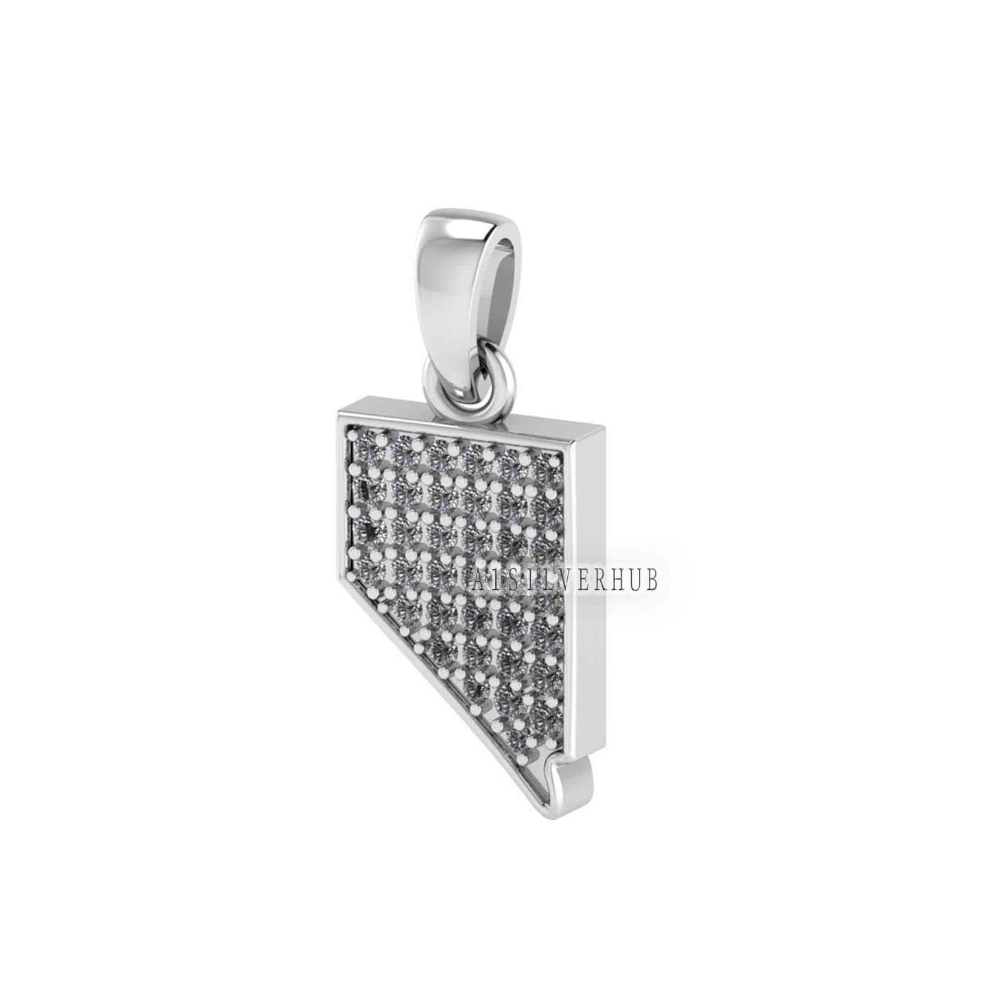 Nevada State Pendant with Zircon Setted, 925 Sterling Silver Pendant, Pave Setting CZ, Memorial Everyday Locket Jewelry, Gift For Loved Ones