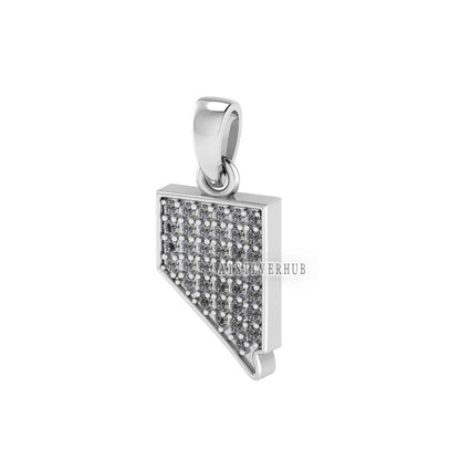 Nevada State Pendant with Zircon Setted, 925 Sterling Silver Pendant, Pave Setting CZ, Memorial Everyday Locket Jewelry, Gift For Loved Ones