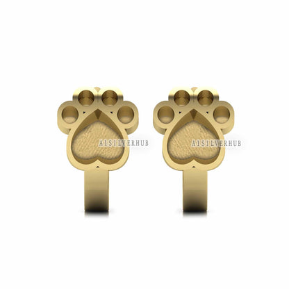 925 Sterling Silver Dog Paw Blank Bezel Hoop Earrings, Good for Resin & Ashes Work, Keepsake/Breastmilk DIY, Memorial, Huggies Gifts For Her