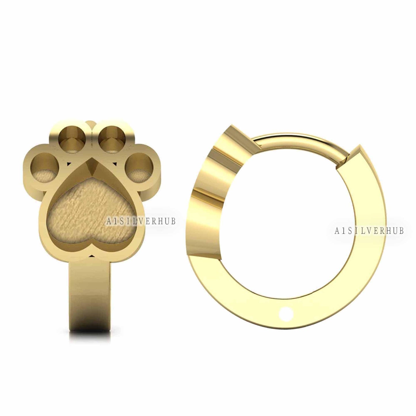 925 Sterling Silver Dog Paw Blank Bezel Hoop Earrings, Good for Resin & Ashes Work, Keepsake/Breastmilk DIY, Memorial, Huggies Gifts For Her