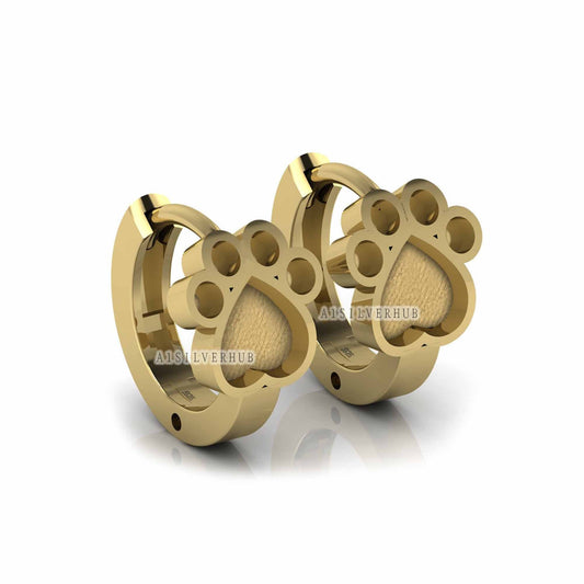925 Sterling Silver Dog Paw Blank Bezel Hoop Earrings, Good for Resin & Ashes Work, Keepsake/Breastmilk DIY, Memorial, Huggies Gifts For Her