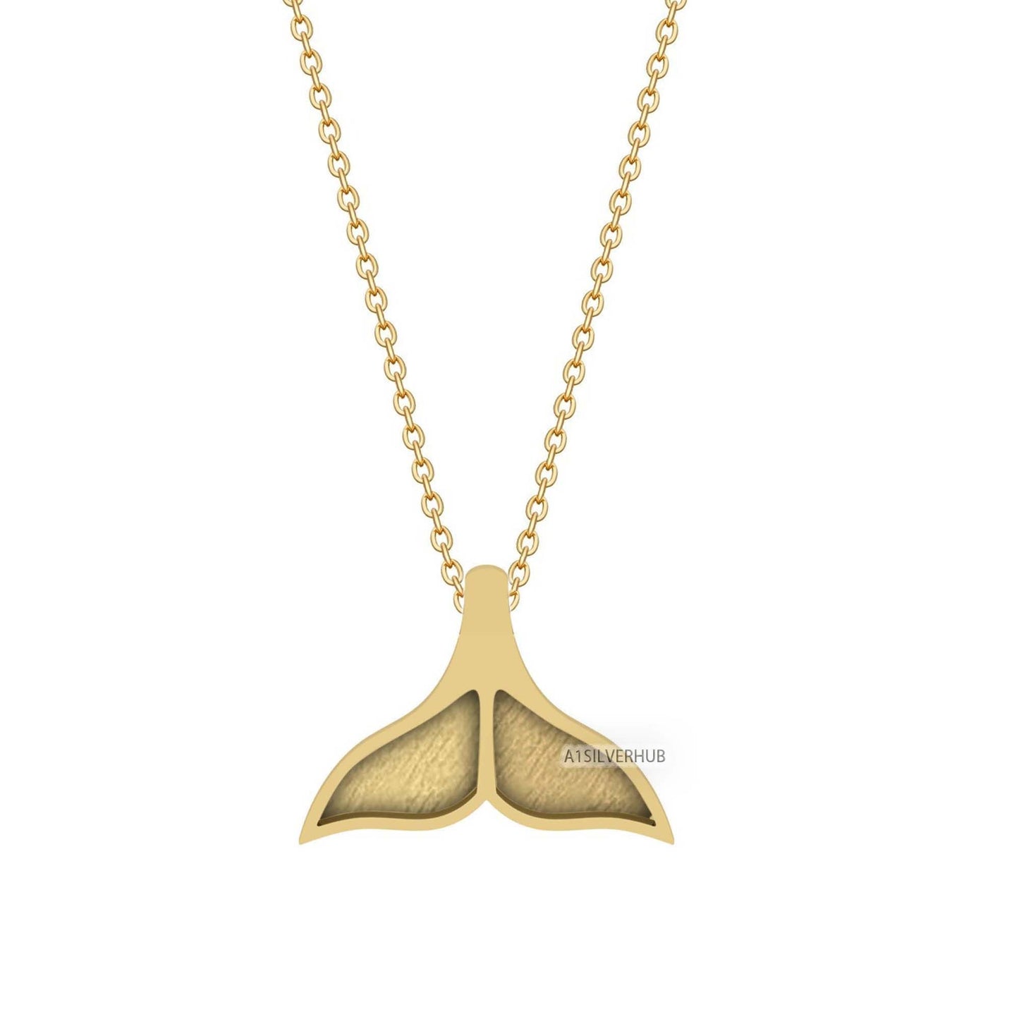 925 Sterling Silver Whale Tail Blank Bezel Pendant Necklace,Good for Resin & Ashes Work, Mermaid Tail Keepsake/Breastmilk DIY 16''+2'' Chain