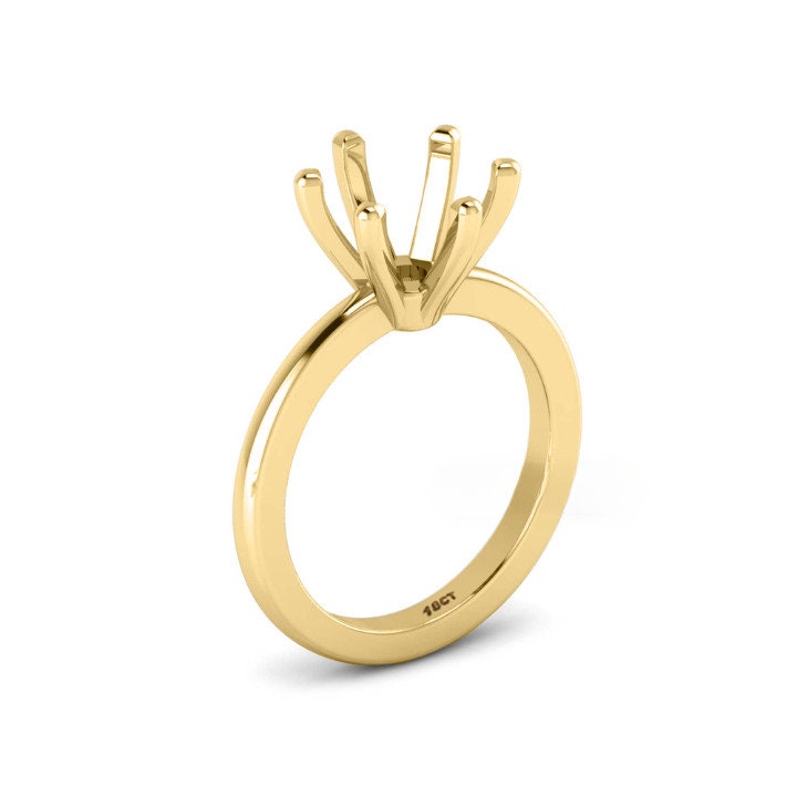 14k 18k Solid Gold Round 5-10mm Pre Notched Blank V Prong Ring, Good for Diamond & Gemstone Setting DIY Work, Engagement Ring, Gift For Her