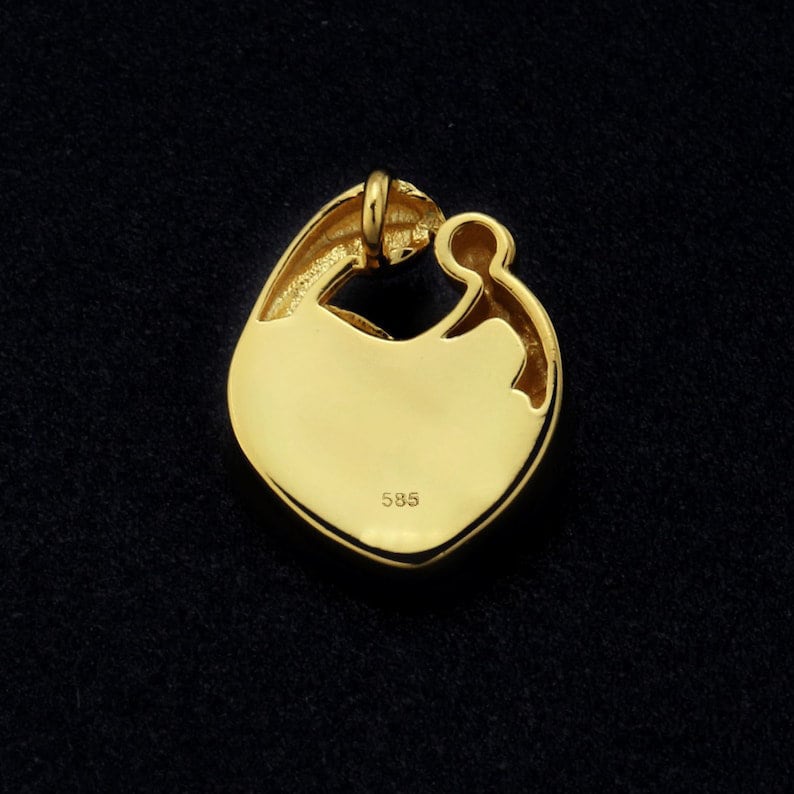 14k 18k Solid Gold Heart 9x9mm Mother Baby Love Blank Bezel Pendant Setting, For Pour Resin, Keepsake/Breastmilk DIY Craft, Memorial Locket