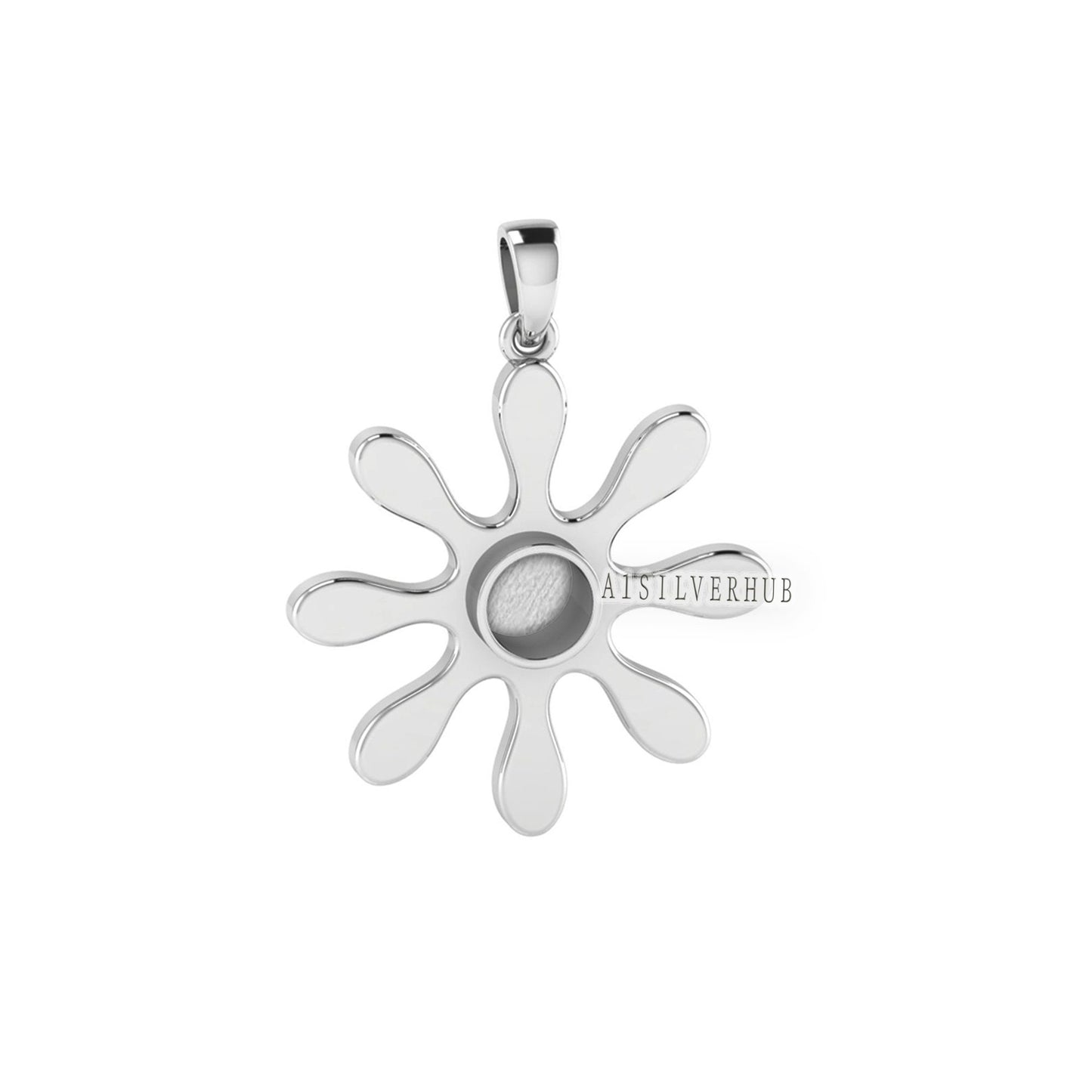 925 Sterling Silver Splash Designer 6mm Round Blank Bezel Pendant, Good for Resin & Ashes Work, Keepsake Memorial, Breast Milk DIY Crafts